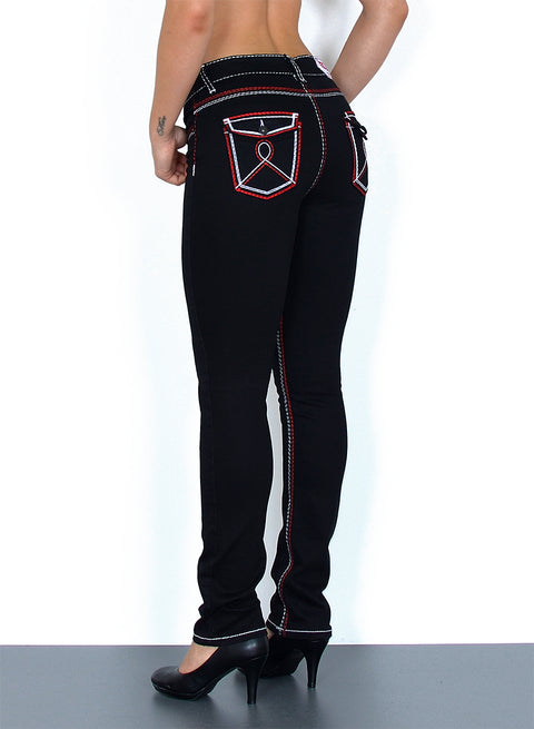 Hohe Bundhöhe Jeans Straight Fit mit dicker Naht