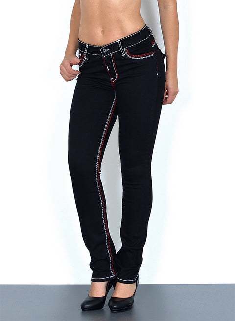 Hohe Bundhöhe Jeans Straight Fit mit dicker Naht
