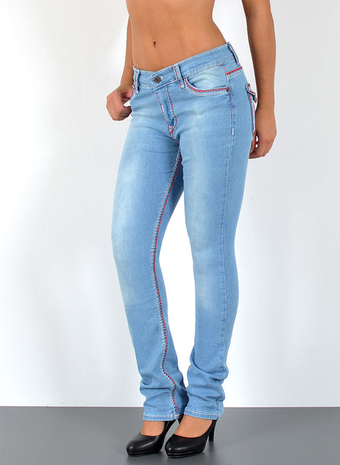 Hohe Bundhöhe Jeans Straight mit dicker Naht Esra Jeans
