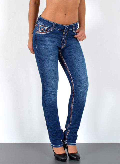 High Waist Jeans Straight mit dicker Naht