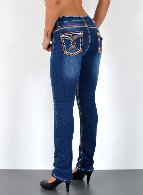 High Waist Jeans Straight mit dicker Naht