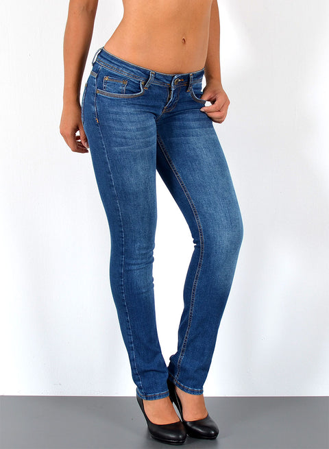 Tiefer Bund Jeans Hose Straight Fit Damen
