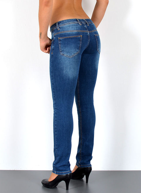 Tiefer Bund Jeans Hose Straight Fit Damen