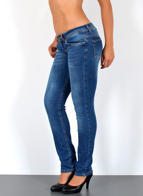 Tiefer Bund Jeans Hose Straight Fit Damen