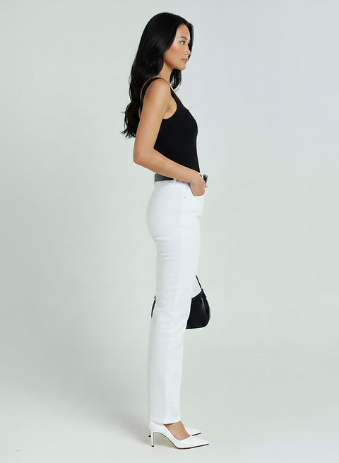 High Waist Jeans Straight Leg Weiß