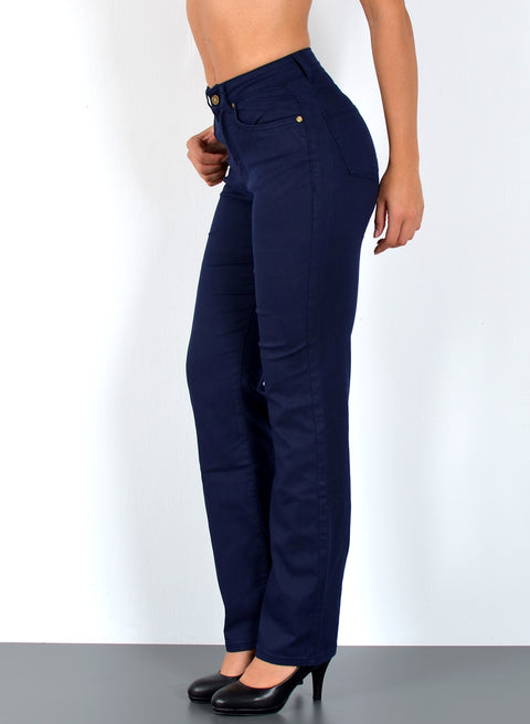 Damen High Waist Stoffhose Straight Fit