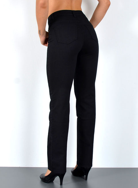 Damen High Waist Stoffhose Straight