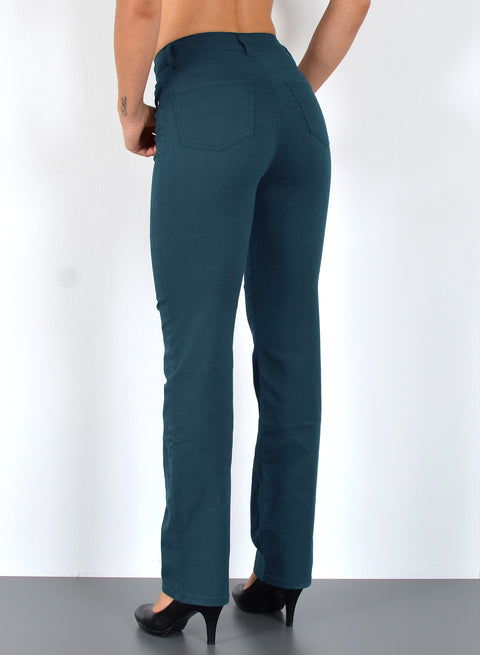 Petrol Blaue Damen Stoffhose High Rise