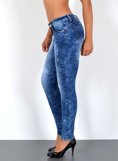 Damen Jeans High Waist Skinny Fit mit Rissen