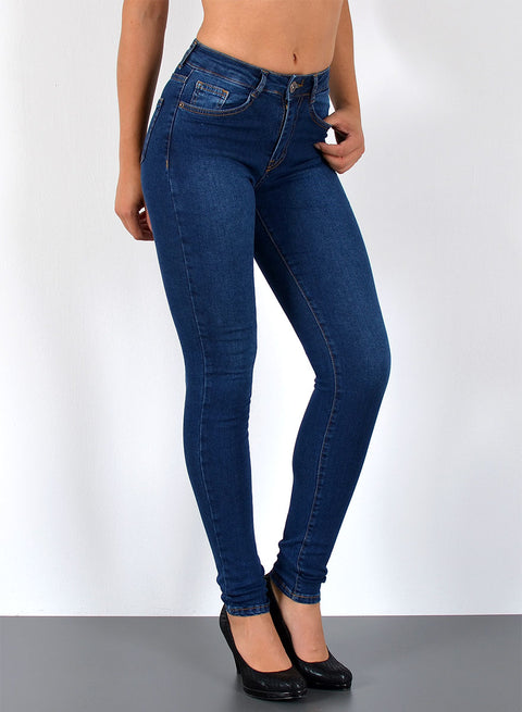 Dunkelblau Damen Skinny Jeans High Rise