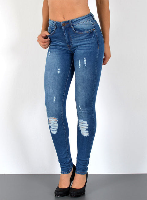 High Waist Skinny Jeans mit Rissen