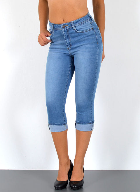 Damen Capri Jeans mit hohem Bund