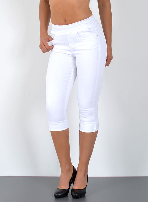 High Waist Capri Jeans mit elastischem Gummibund