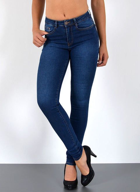 Dunkelblau Damen Skinny Jeans High Rise