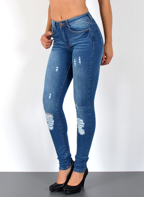 High Waist Skinny Jeans mit Rissen