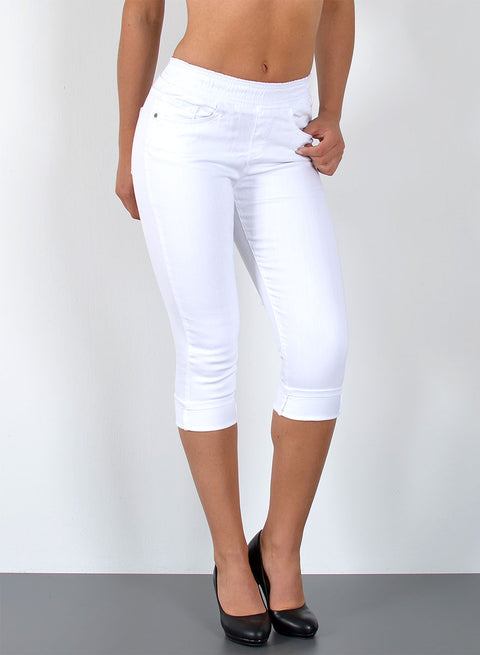 High Waist Capri Jeans mit elastischem Gummibund