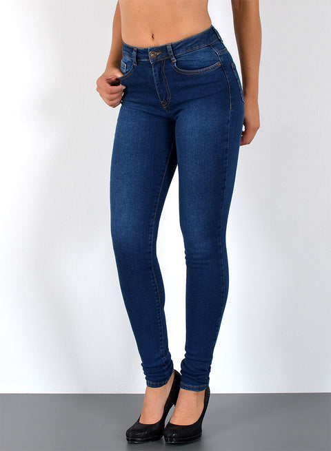 Dunkelblau Damen Skinny Jeans High Rise