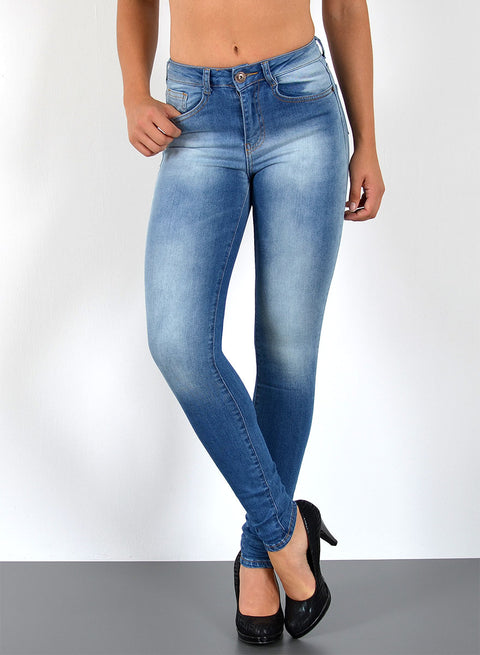 Skinny Fit Jeanshose Damen High Rise