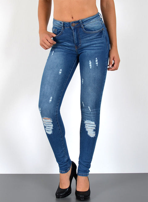 High Waist Skinny Jeans mit Rissen
