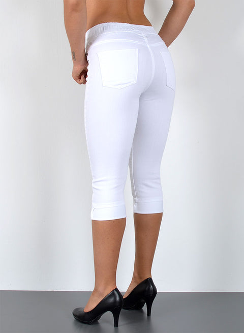 High Waist Capri Jeans mit elastischem Gummibund