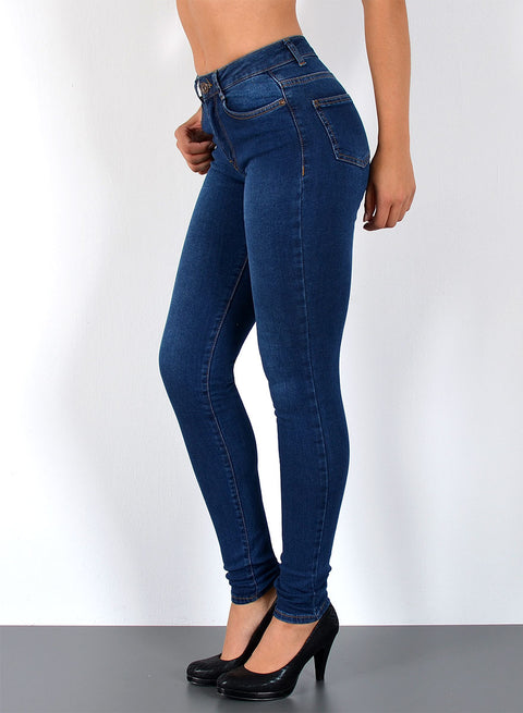 Dunkelblau Damen Skinny Jeans High Rise