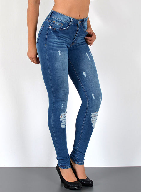 High Waist Skinny Jeans mit Rissen