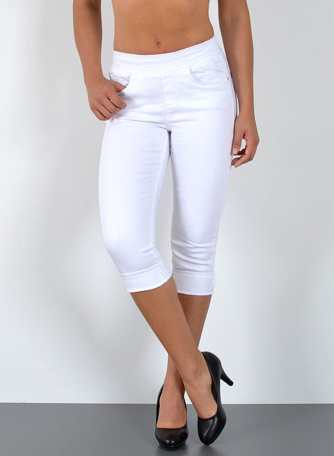 High Waist Capri Jeans mit elastischem Gummibund