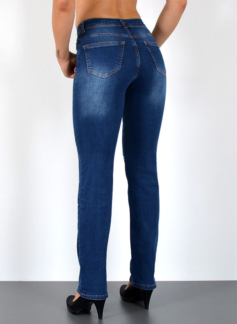 Gerade Schnitt Jeanshose Damen im Destroyed Look mit Rissen