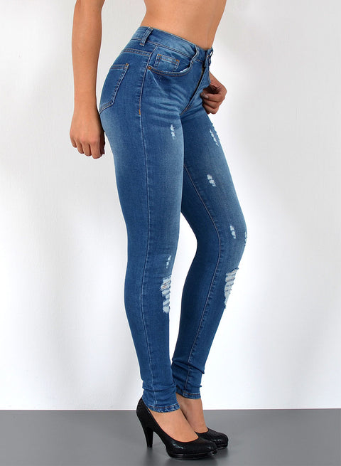 High Waist Skinny Jeans mit Rissen