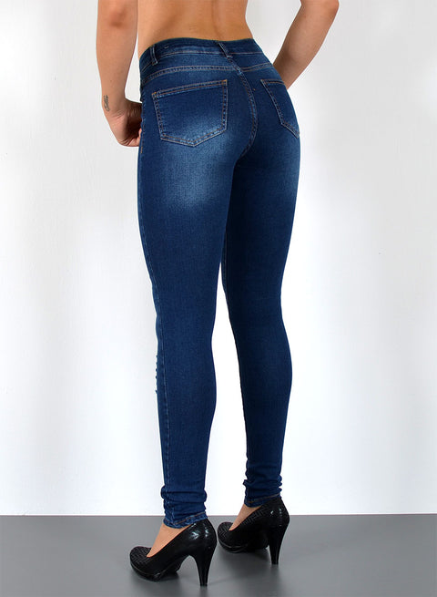 Destroyed Look Damen Skinny Jeans High Waist