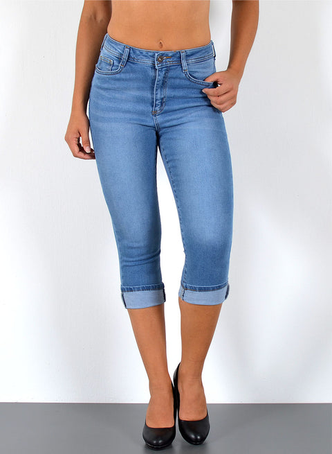 Damen Capri Jeans mit hohem Bund