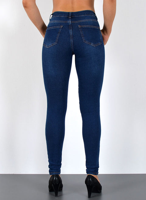 Dunkelblau Damen Skinny Jeans High Rise