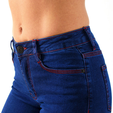 High Waist Skinny Fit Jeans mit roter Naht