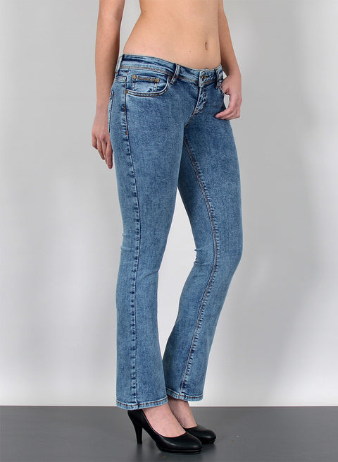 Damen Schlaghose Bootcut Jeans Low Rise