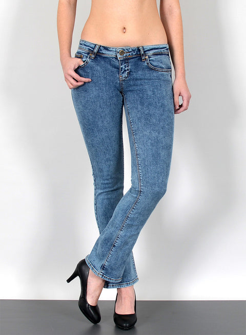 Damen Schlaghose Bootcut Jeans Low Rise