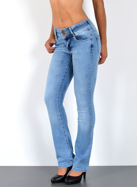 Jeans Damen Bootcut Low Waist mit 3 Knöpfen