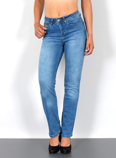 Damen Jeans Straight Fit High Waist Regular Hose mit Geradem Schnitt