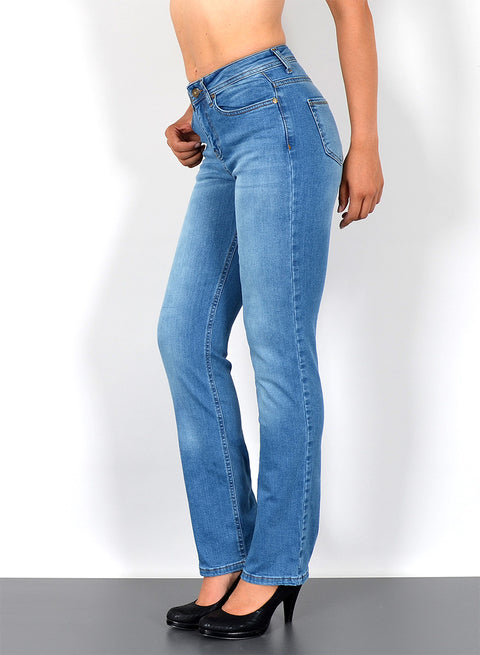 Damen Jeans Straight Fit High Waist Regular Hose mit Geradem Schnitt