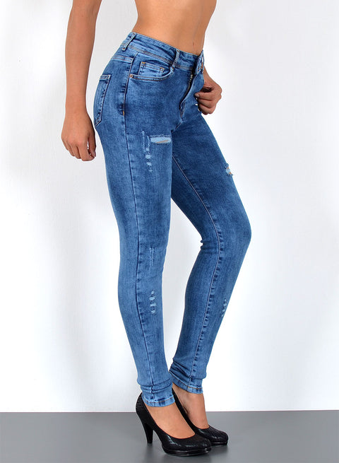 High Waist Skinny Jeans mit Stretch bis Übergröße