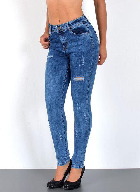 High Waist Skinny Jeans mit Stretch bis Übergröße