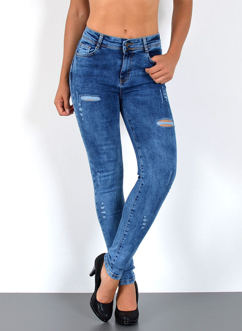 High Waist Skinny Jeans mit Stretch bis Übergröße