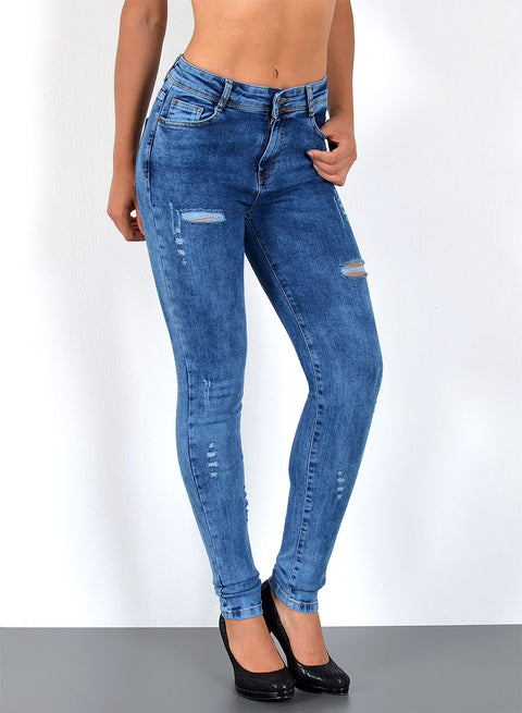 High Waist Skinny Jeans mit Stretch bis Übergröße