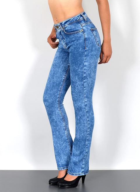 Hellblaue Damen Bootcut Jeanshose High Waist