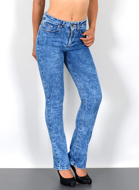 Hellblaue Damen Bootcut Jeanshose High Waist