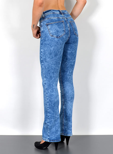 Hellblaue Damen Bootcut Jeanshose High Waist