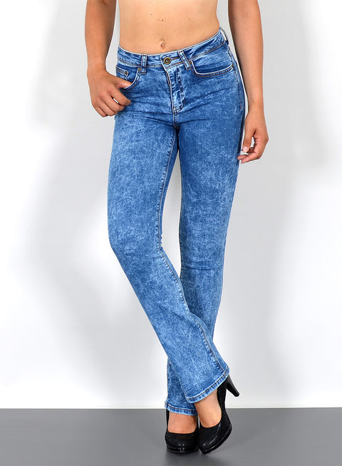 Hellblaue Damen Bootcut Jeanshose High Waist