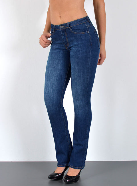 Esra Damen Bootcut Jeans mit Schlag und ausgestelltem Bein