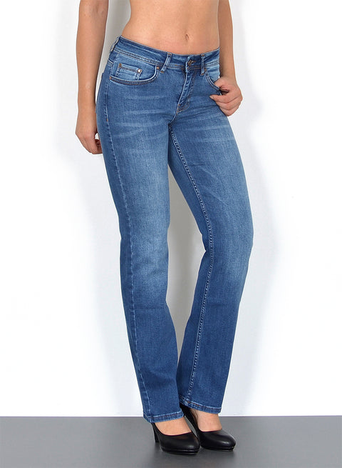 Damen Jeanshose mit Geradem Schnitt und hohem Bund