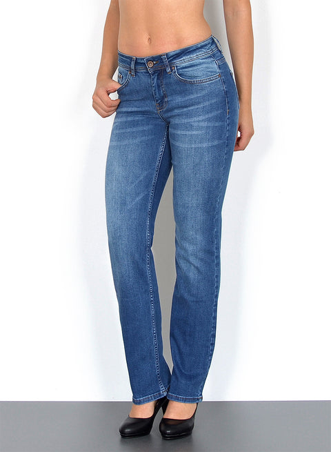 Damen Jeanshose mit Geradem Schnitt und hohem Bund