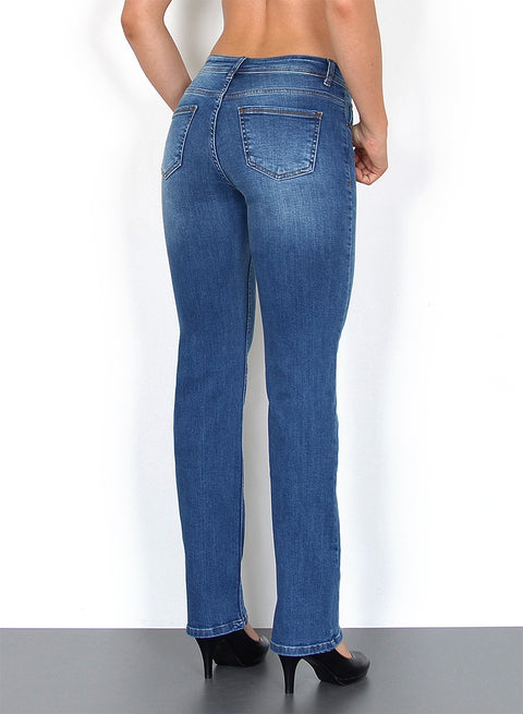Damen Jeanshose mit Geradem Schnitt und hohem Bund